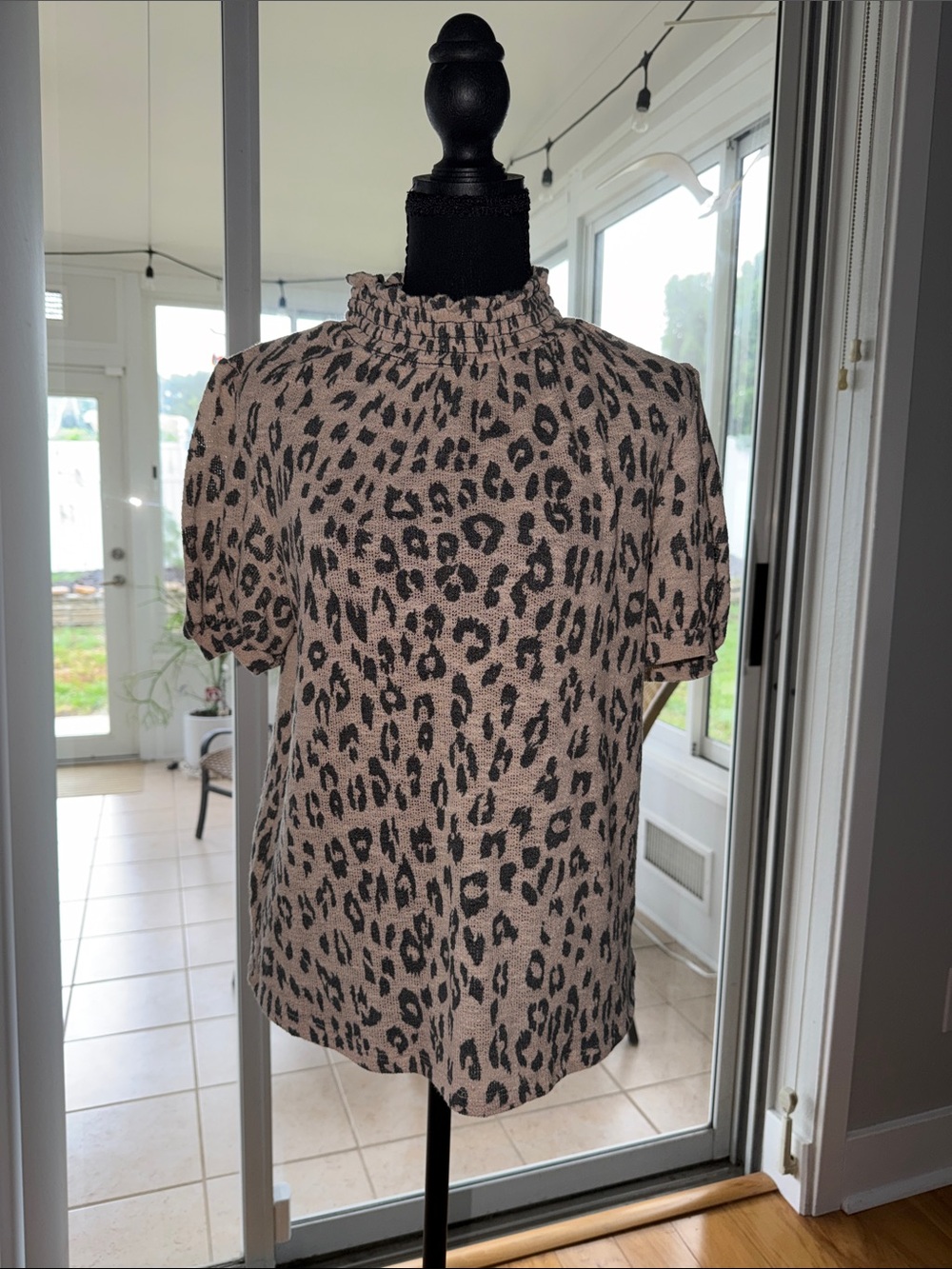 Monteau Leopard Print Knit Top